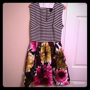 V neck stripe and floral dress